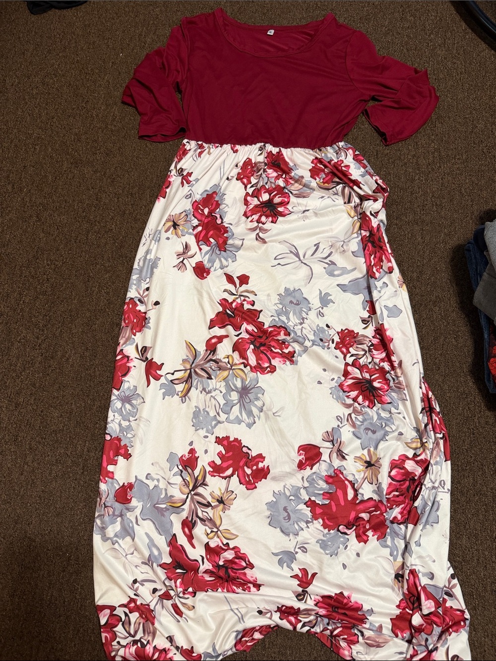 Red Top White Floral Maxi Dress